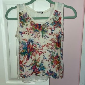 Floral white tank top